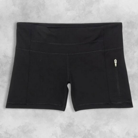 Lululemon Astro Yoga Short Zippered Side Pocket Four-Way Stretch Fabric Black 2 - Picture 1 of 6